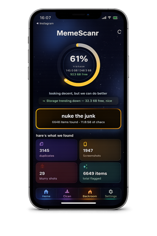 MemeScanr home screen